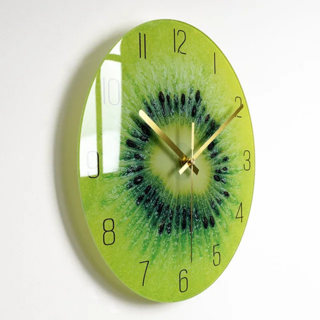 Colorful Glass Wall Clock with Gold Hands & Numbers