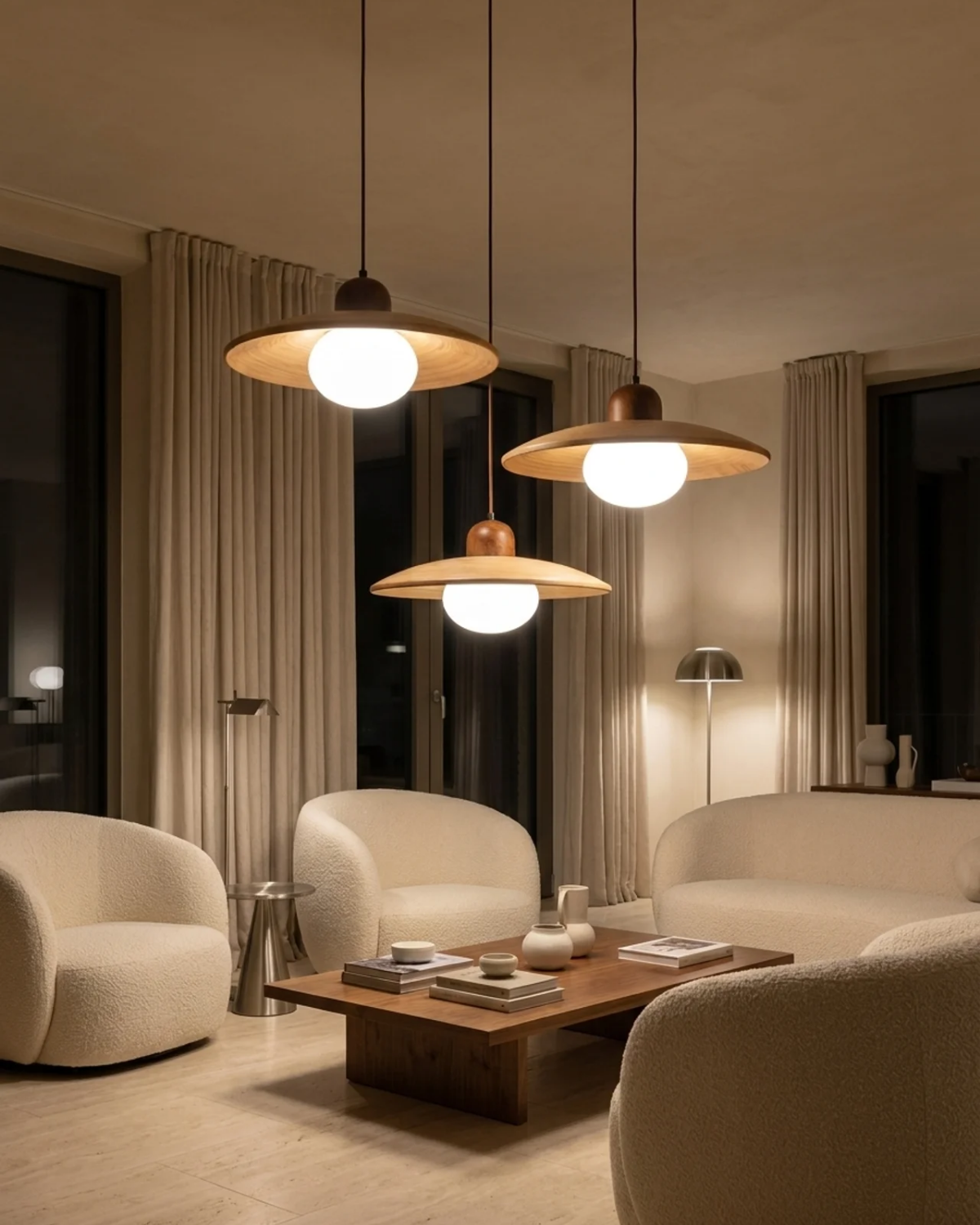 Minimalist Wood & Opal Glass Kitchen Pendant Light