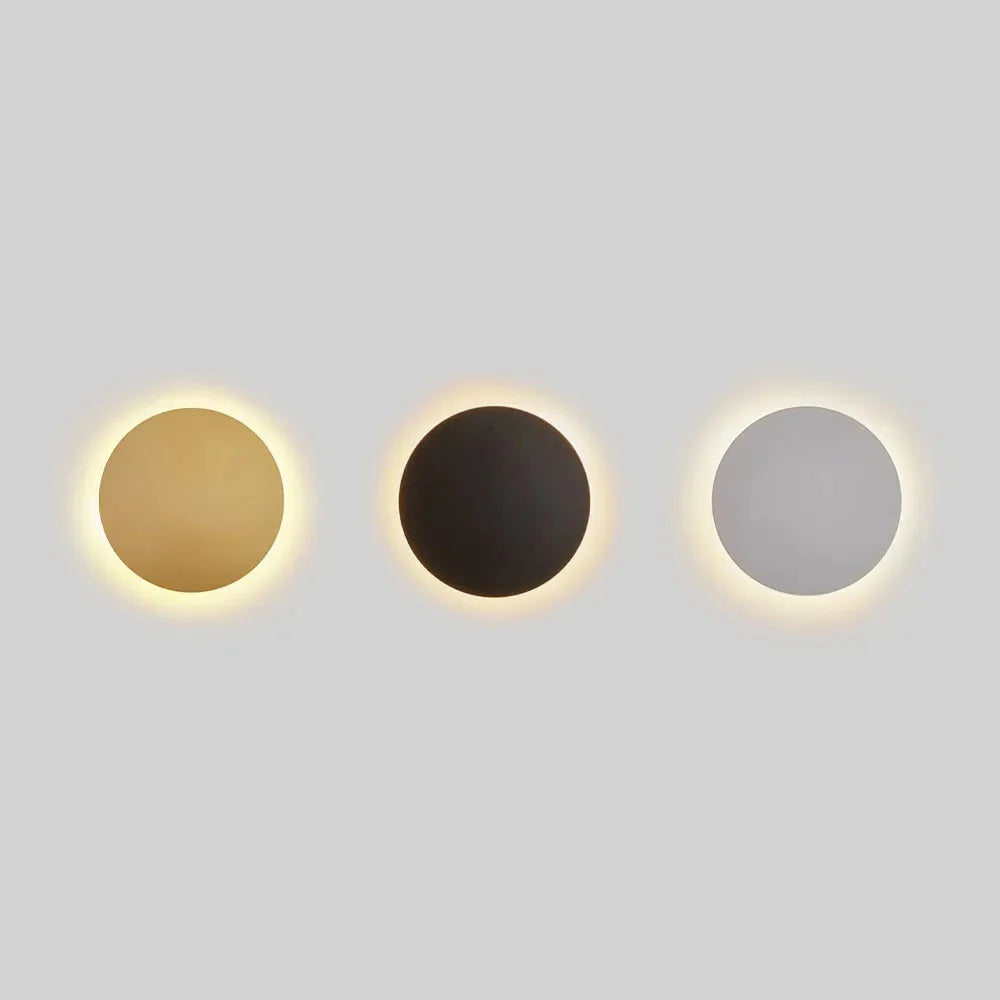 Minimalist Round Halo LED Wall Sconce – Black, White or Gold
