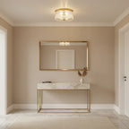 Round Ribbed Glass Flush Mount Ceiling Light – Gold Finish