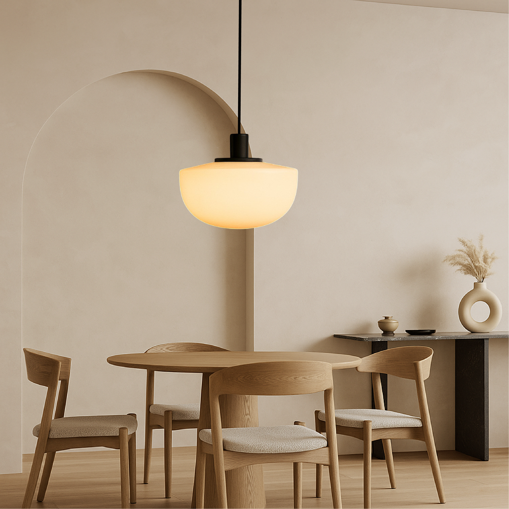 Contemporary Curved Resin Pendant Light