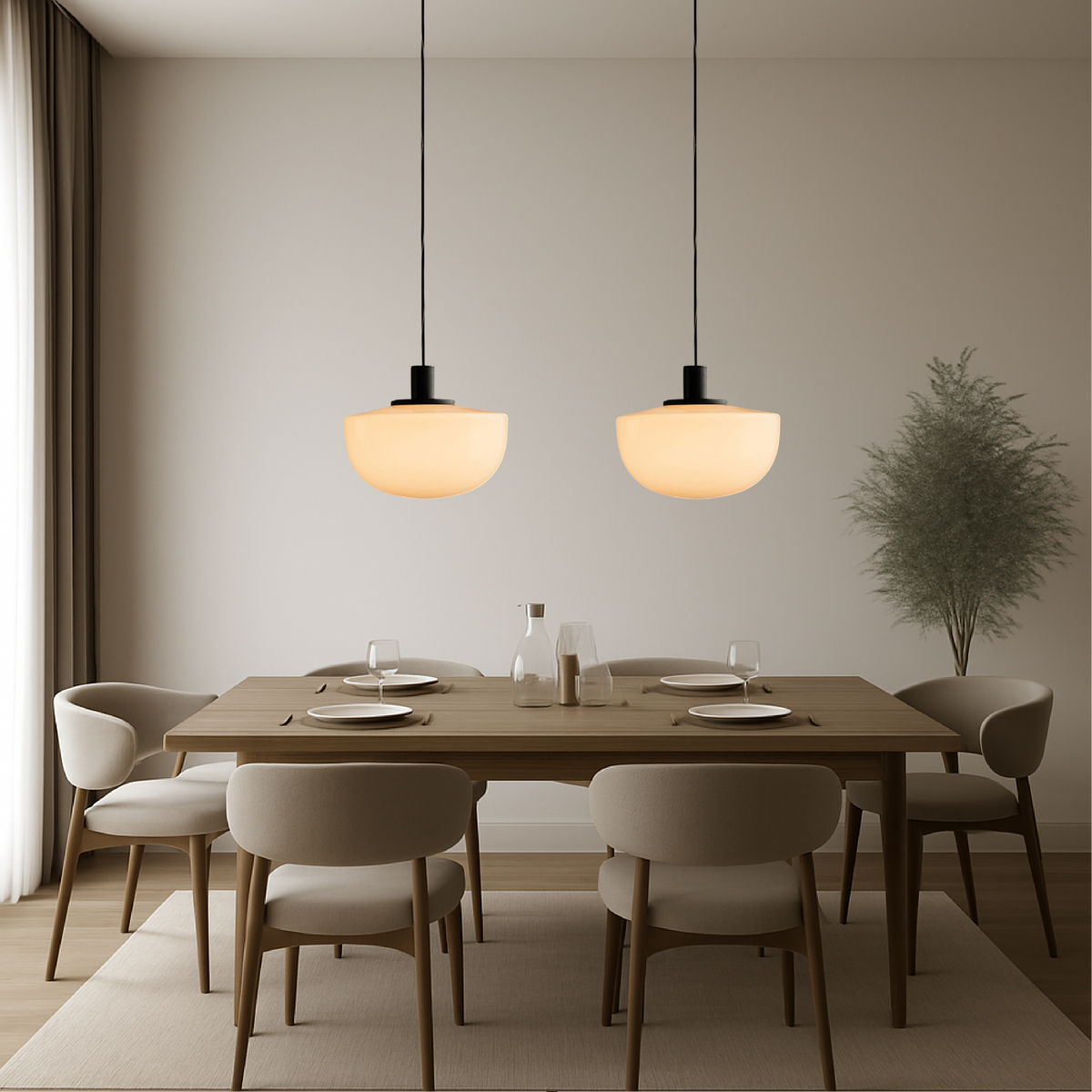 Contemporary Curved Resin Pendant Light