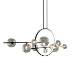 Clear Glass Kitchen Table Chandelier with Iron Frame