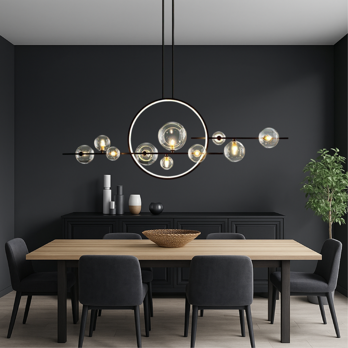 Clear glass kitchen table chandelier
