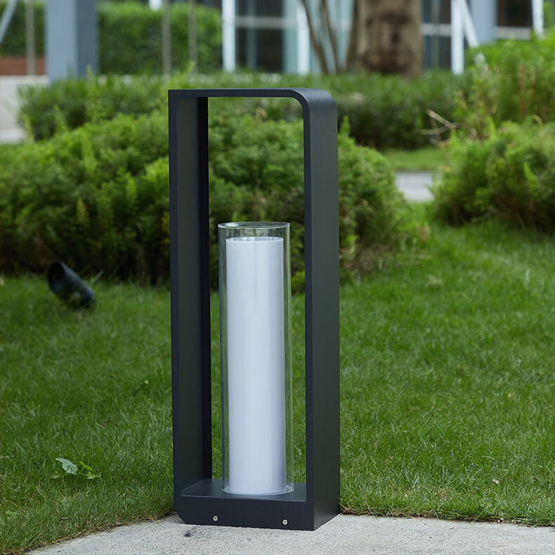 Rectangular Solar Outdoor Lantern with Frosted Glass – Black