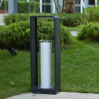 Rectangular Solar Outdoor Lantern with Frosted Glass – Black