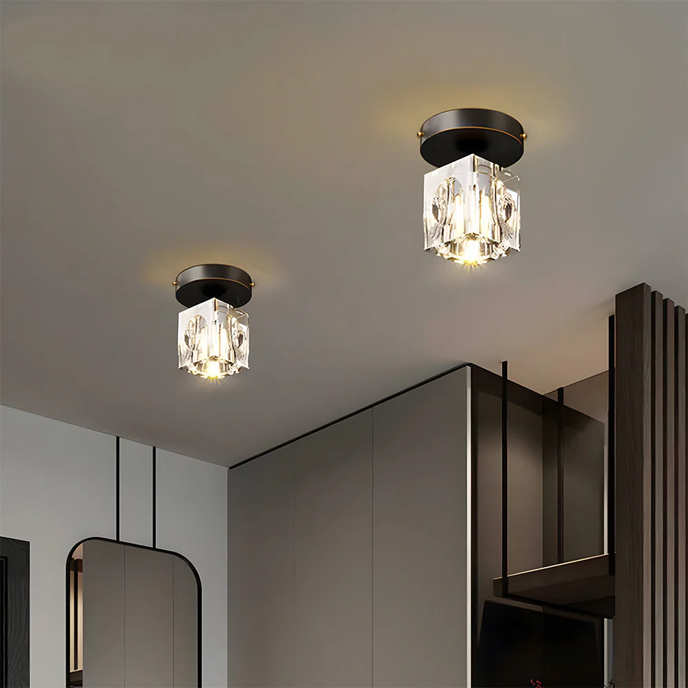 Mini Crystal Flush Mount Chandelier – Black or Gold