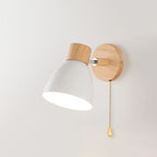 Wooden Cone Wall Light with Metal Shade – Optional Pull Switch
