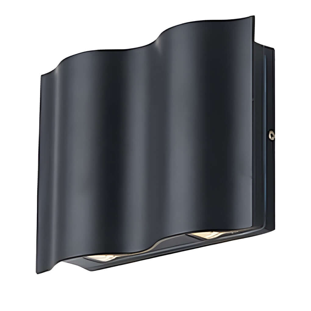 Modern Wave LED Outdoor Wall Light – Black