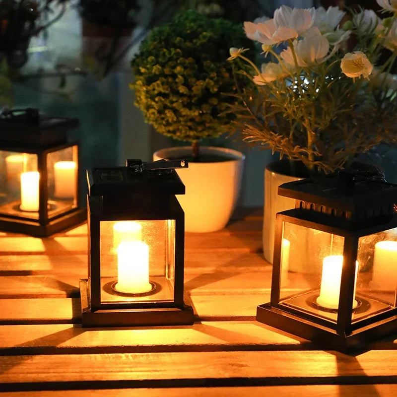 Solar LED flickering candle lanterns