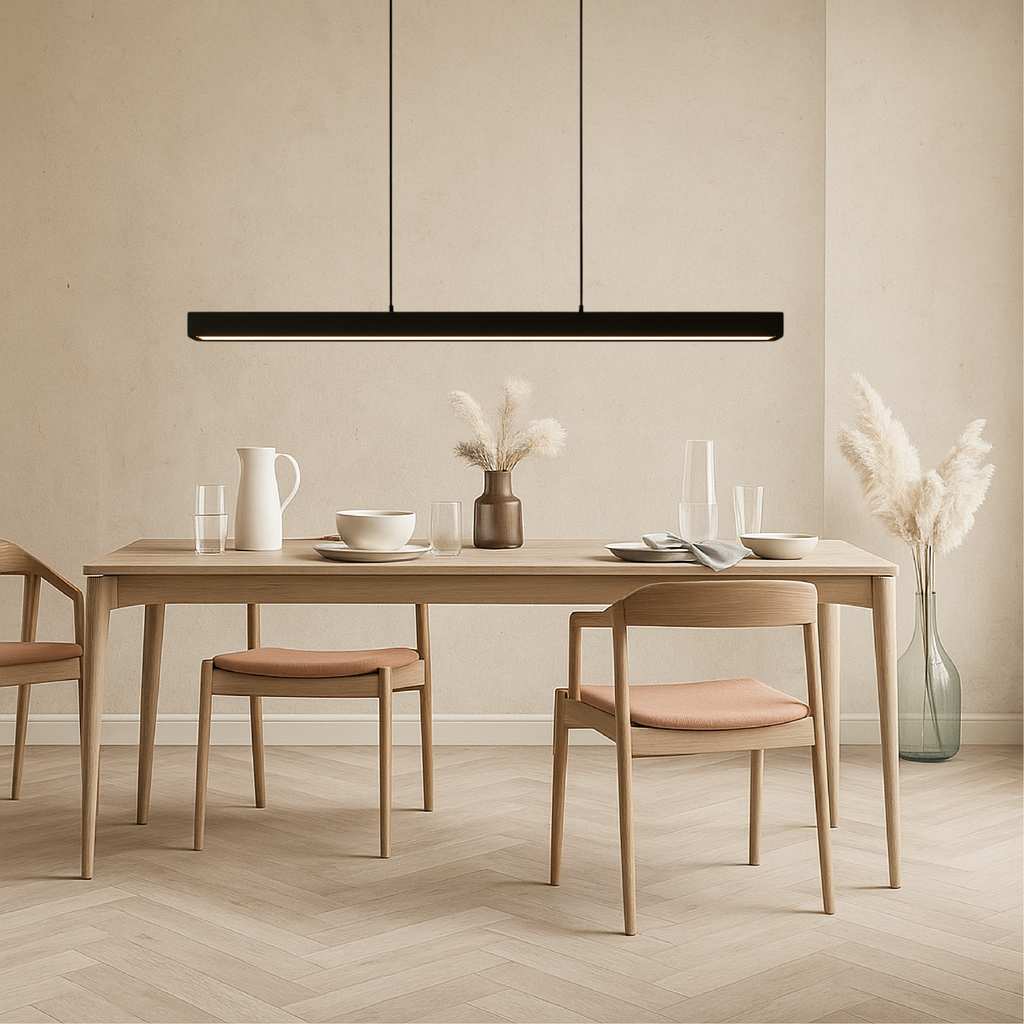 Minimalist Linear Wood Beam Pendant Light