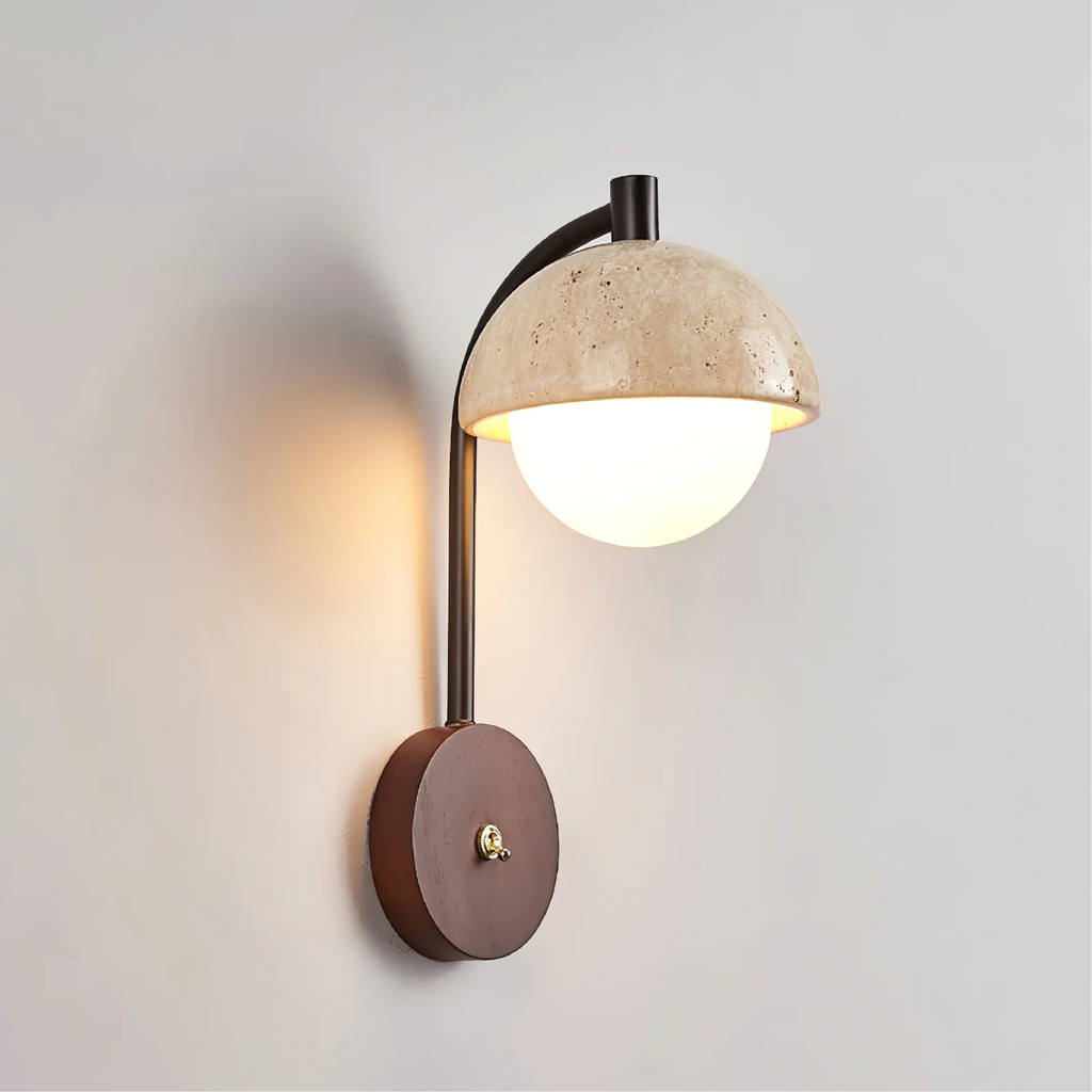 Travertine Half-Dome Wall Lamp
