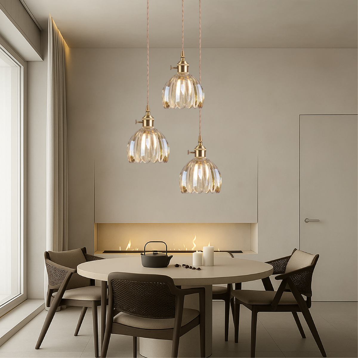 Japanese Ribbed Glass Mini Pendant Light