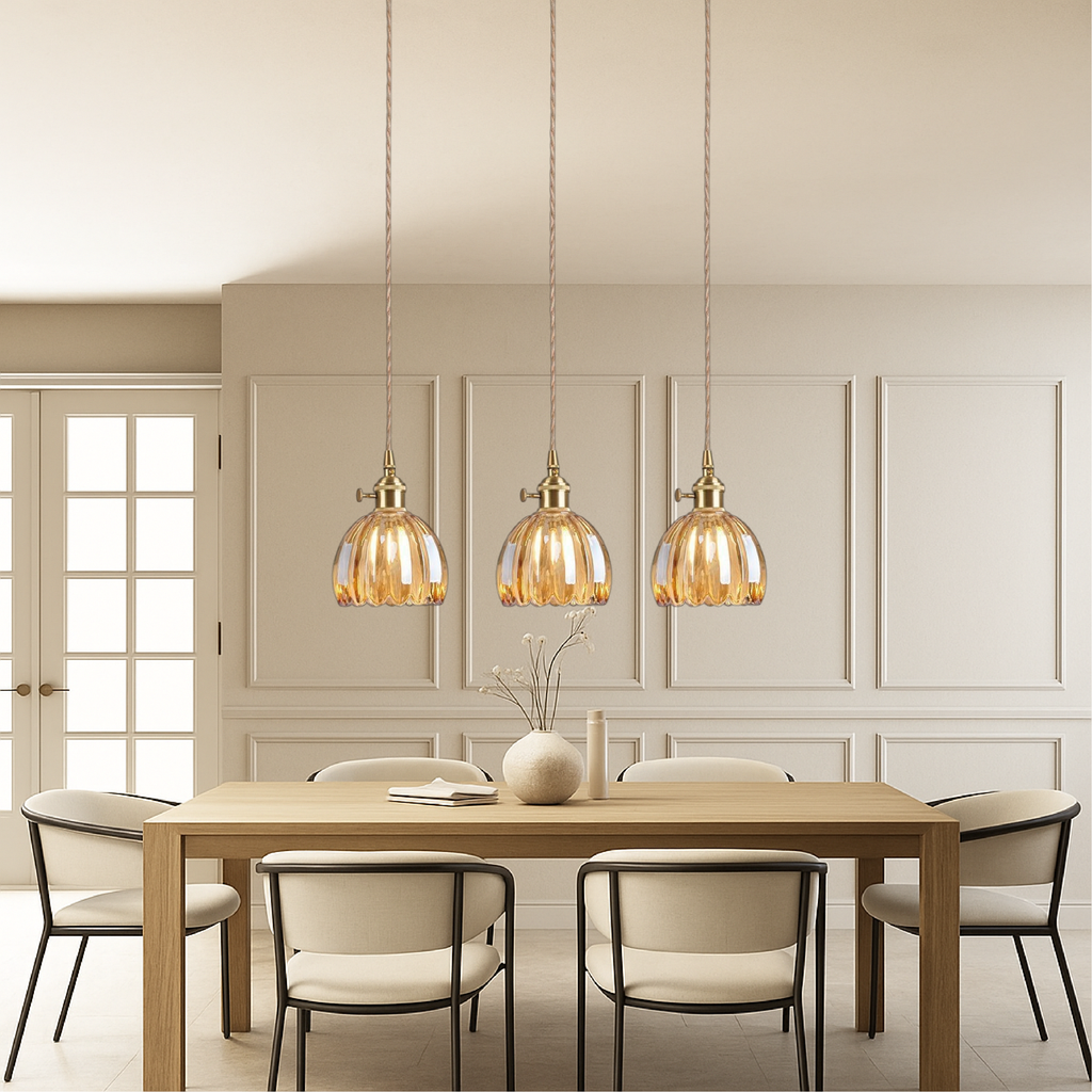 Japanese Ribbed Glass Mini Pendant Light