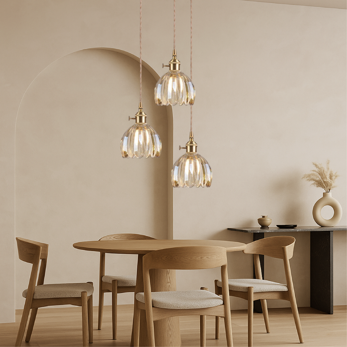 Japanese Ribbed Glass Mini Pendant Light