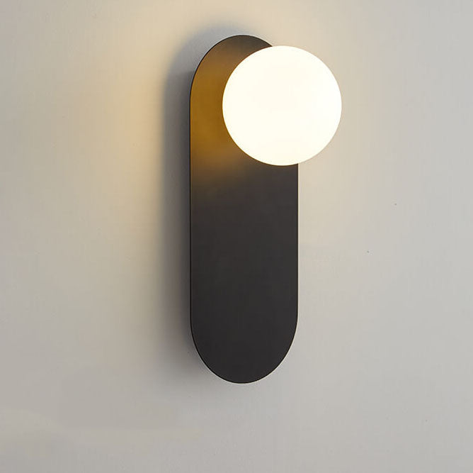 Minimalist Nordic Globe Wall Sconce with Oval Backplate