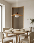 Wood and opal glass kitchen pendant light