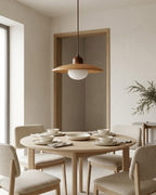 Wood and opal glass kitchen pendant light