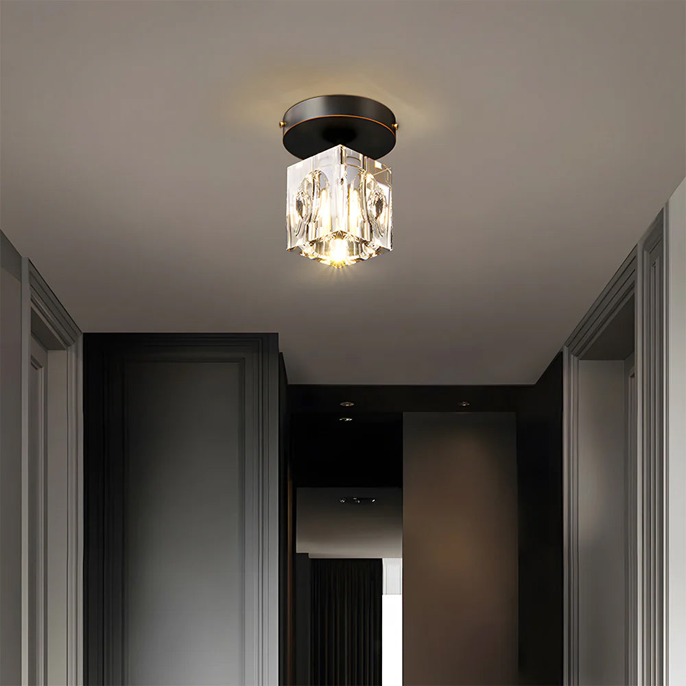 Mini crystal flush mount chandelier