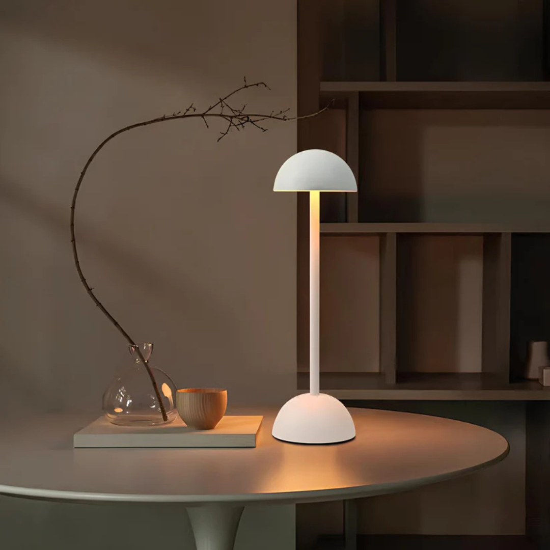 Rechargeable Cordless LED Table Lamp with Dome Shade & Touch Dimmer