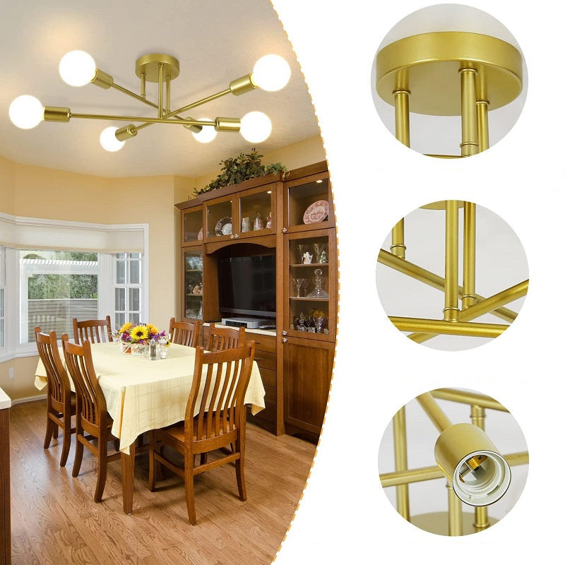Modern Sputnik Semi-Flush Mount Chandelier – 6 or 8 Lights