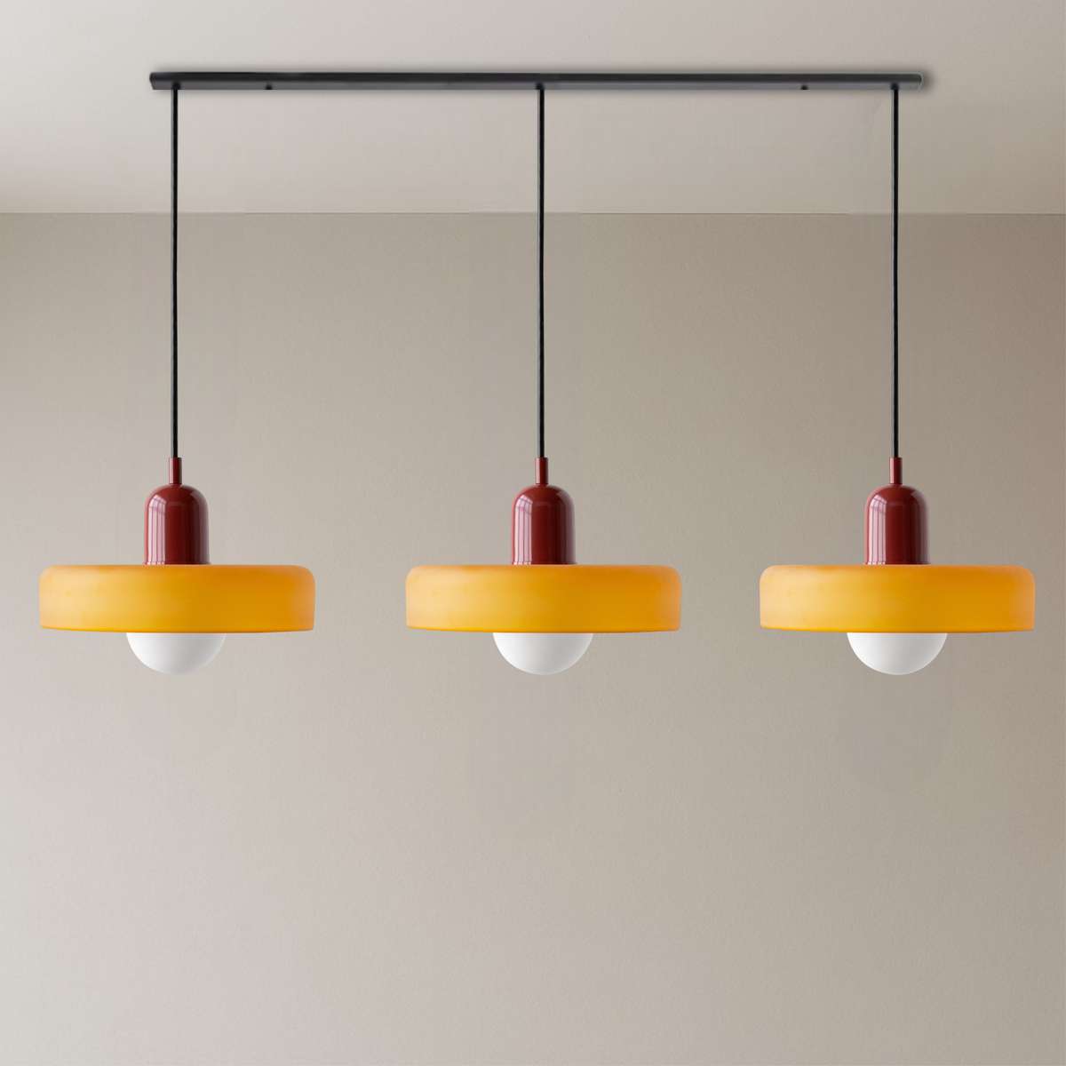 Bauhaus Triple Glass Pendant Light – 39" Wide