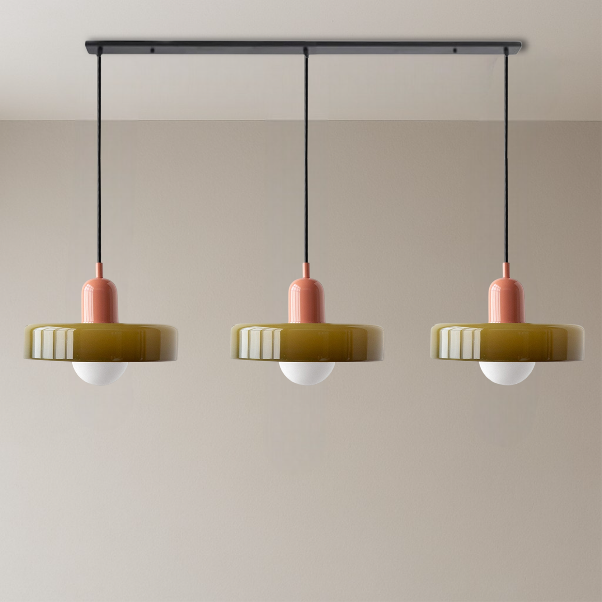 Bauhaus Triple Glass Pendant Light – 39" Wide