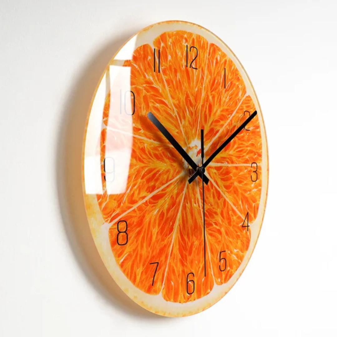 Colorful Glass Wall Clock with Gold Hands & Numbers