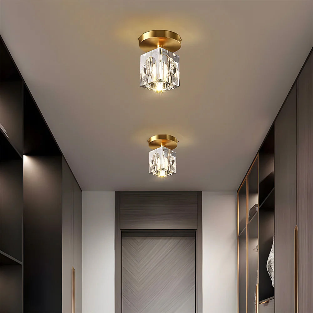 Mini Crystal Flush Mount Chandelier – Black or Gold