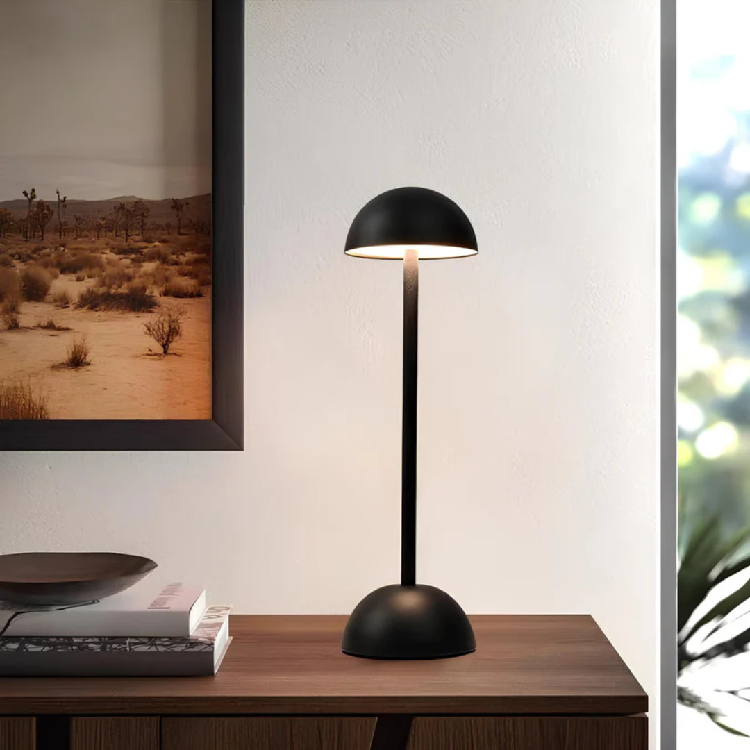 Rechargeable Cordless LED Table Lamp with Dome Shade & Touch Dimmer