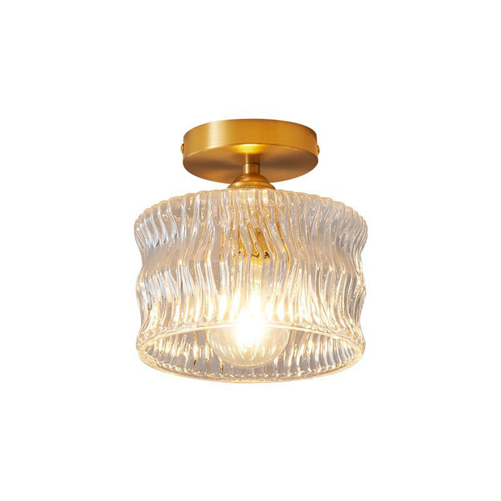 Vintage Clear Glass Ceiling Light with Brass Details