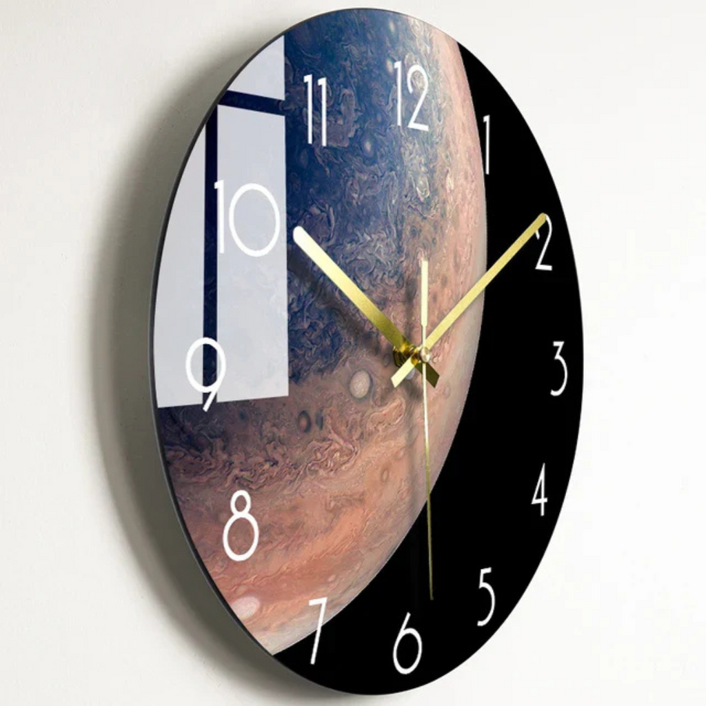 Colorful Glass Wall Clock with Gold Hands & Numbers
