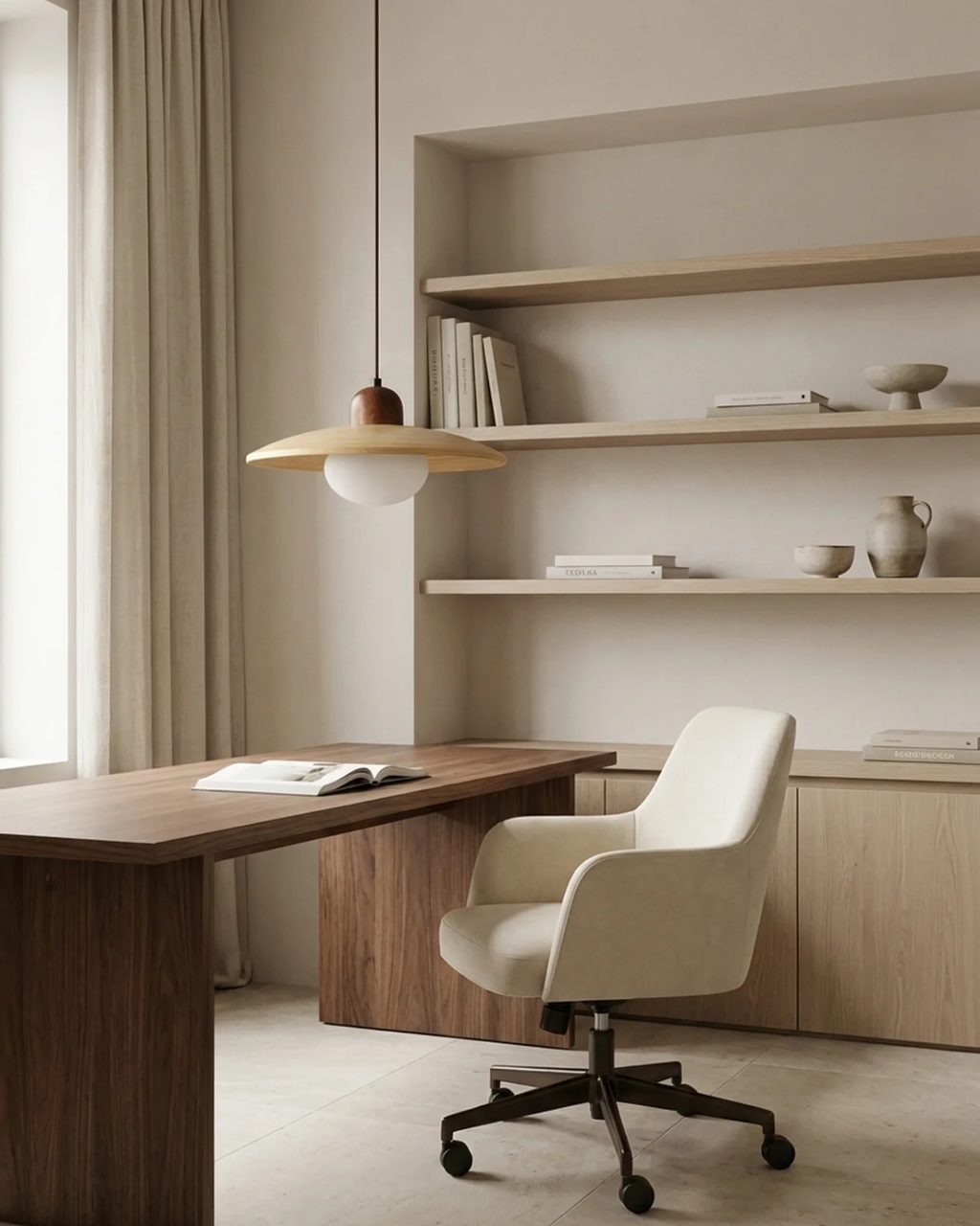Minimalist Wood & Opal Glass Kitchen Pendant Light