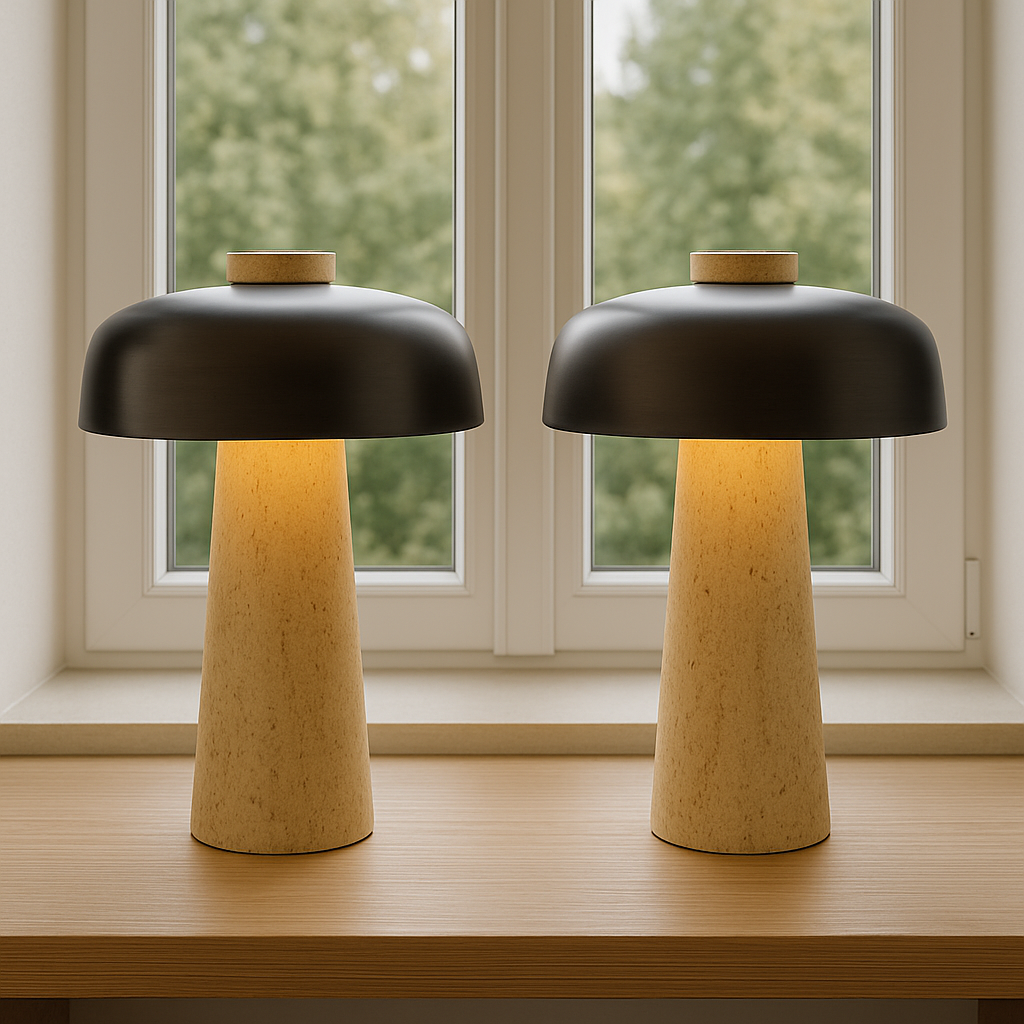 Modern Dome Table Lamp with Cork Base