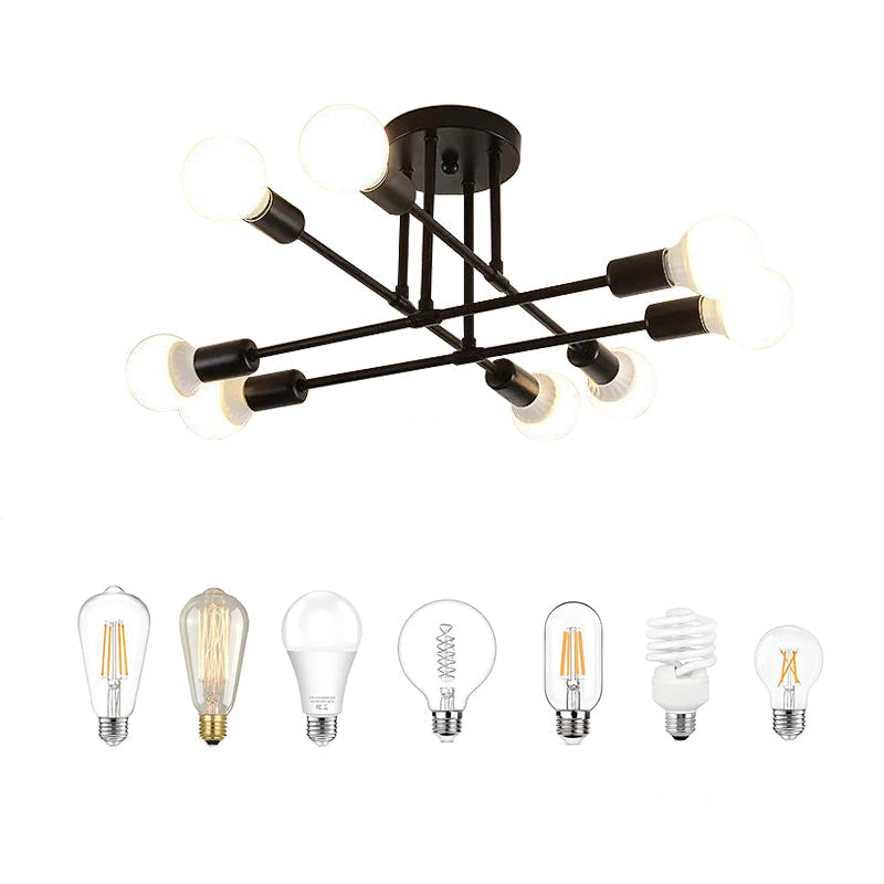 Modern Sputnik Semi-Flush Mount Chandelier – 6 or 8 Lights