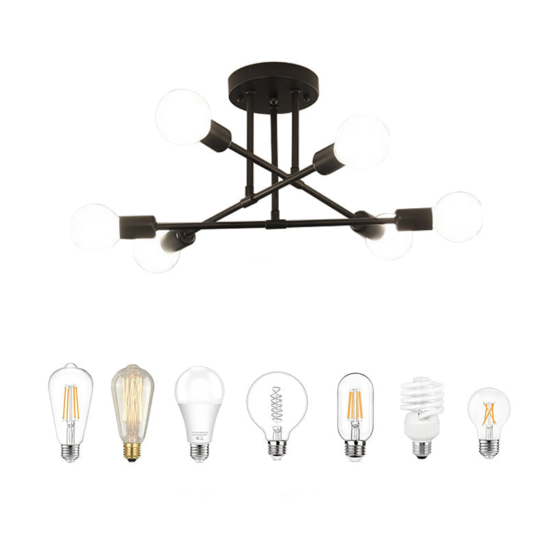 Modern Sputnik Semi-Flush Mount Chandelier – 6 or 8 Lights