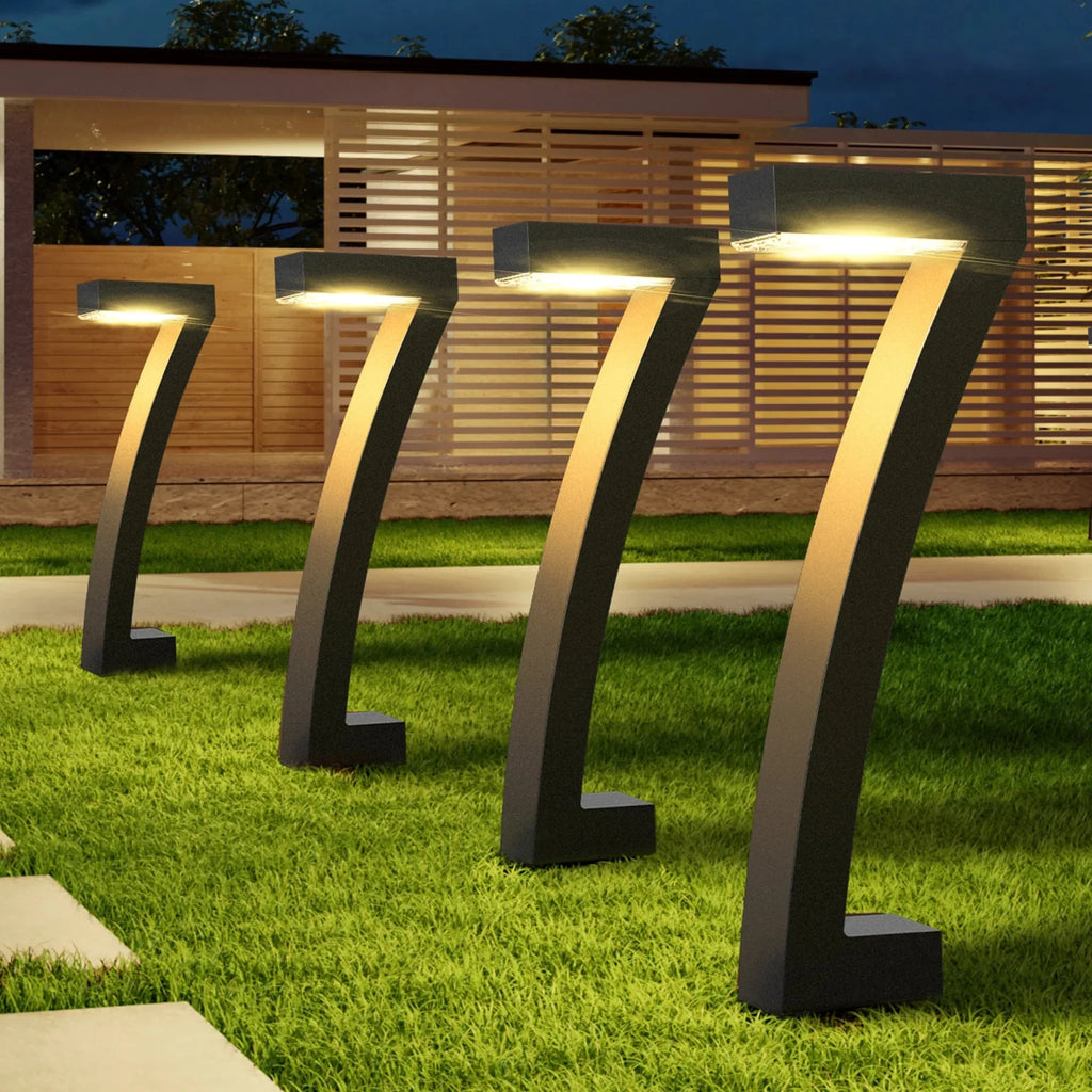 Curved Solar LED Garden Bollard Lights – 6 or 12 Pack