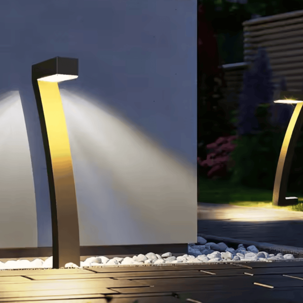 Curved Solar LED Garden Bollard Lights – 6 or 12 Pack