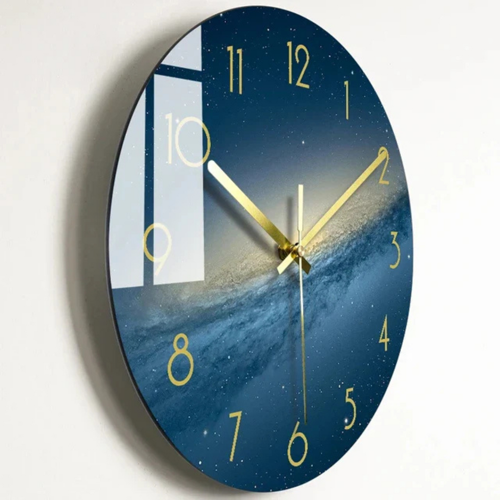 Colorful Glass Wall Clock with Gold Hands & Numbers