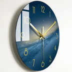 Colorful Glass Wall Clock with Gold Hands & Numbers