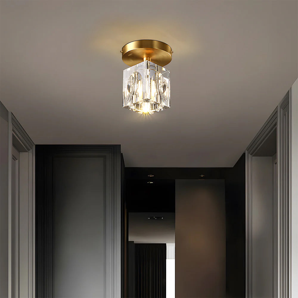 Mini Crystal Flush Mount Chandelier – Black or Gold