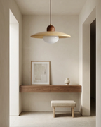 Minimalist Wood & Opal Glass Kitchen Pendant Light