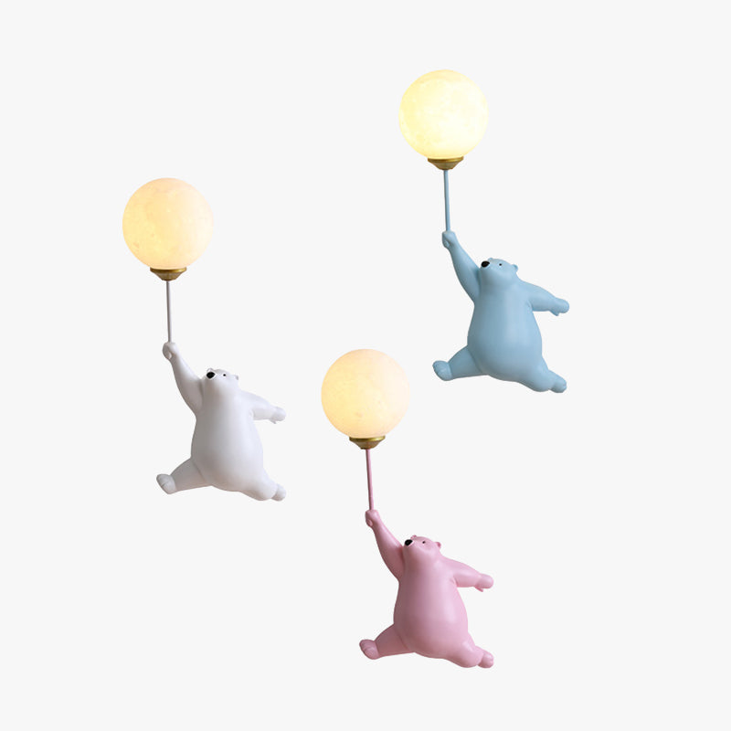 Bear Balloon Wall Lamp for Kids' Rooms