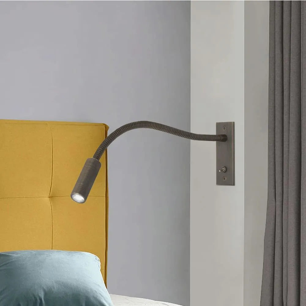 Flexible Gooseneck LED Wall Reading Light – Nickel or Chrome