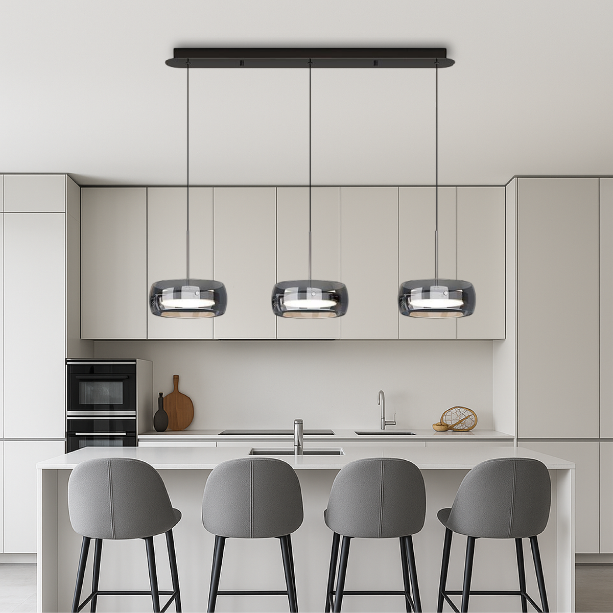 Multi-light glass dining pendant