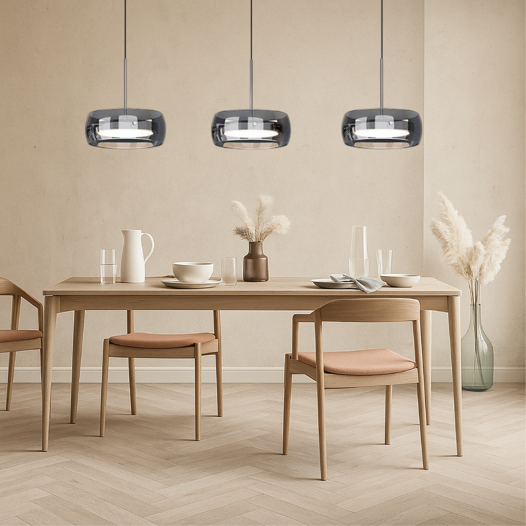 Modern Multi-Light Glass Dining Pendant – 3 or 4 Lights