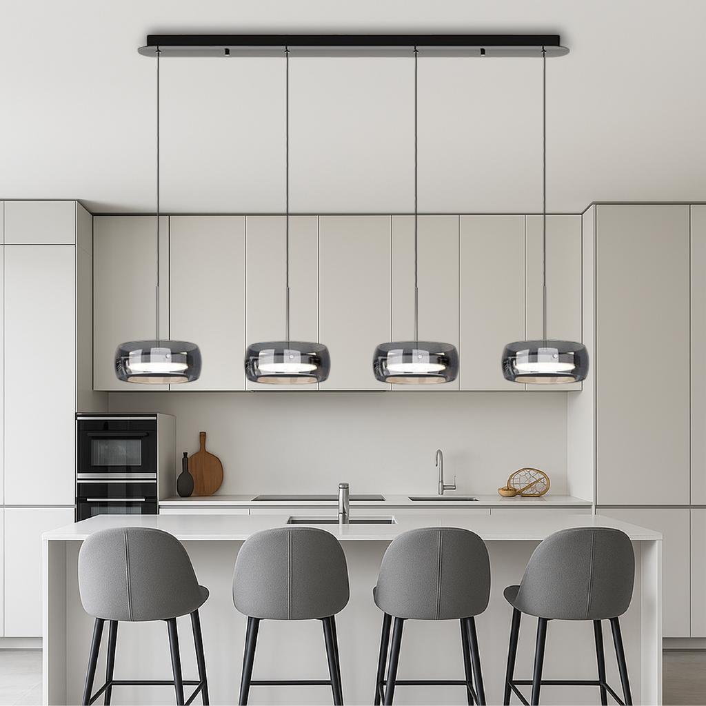 Modern Multi-Light Glass Dining Pendant – 3 or 4 Lights