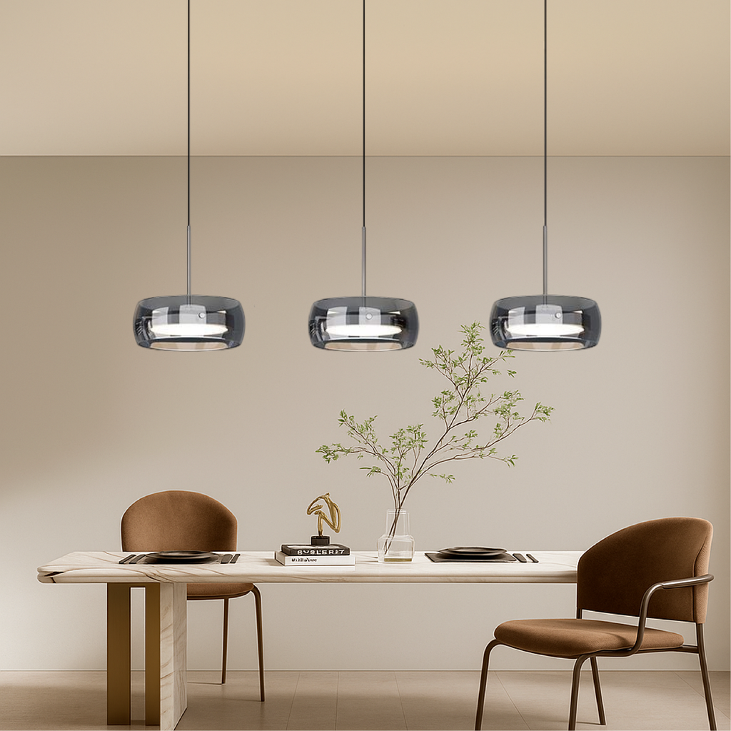 Modern Multi-Light Glass Dining Pendant – 3 or 4 Lights