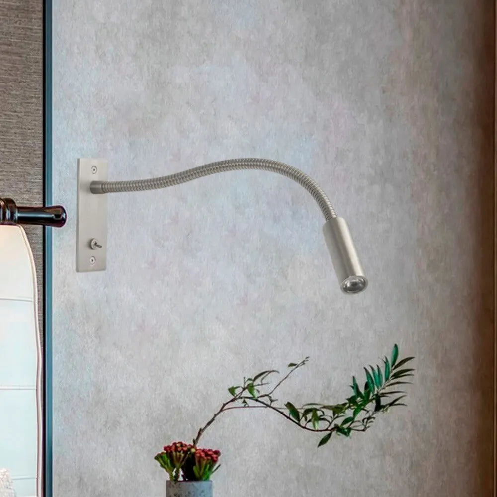 Flexible Gooseneck LED Wall Reading Light – Nickel or Chrome