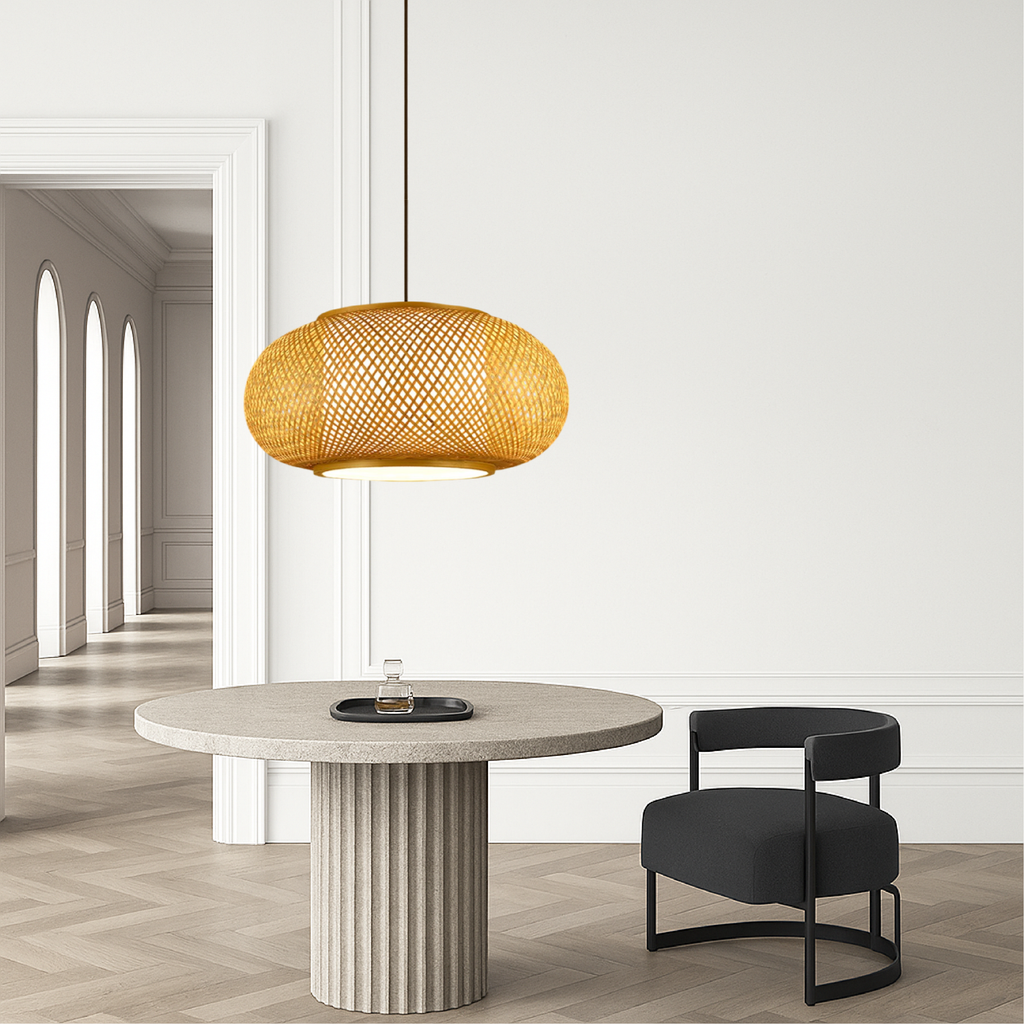 Japandi Woven Bamboo Pendant Light – 15.7" or 19.7"